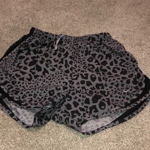 Black and gray leopard print Nike Dri-Fit shorts